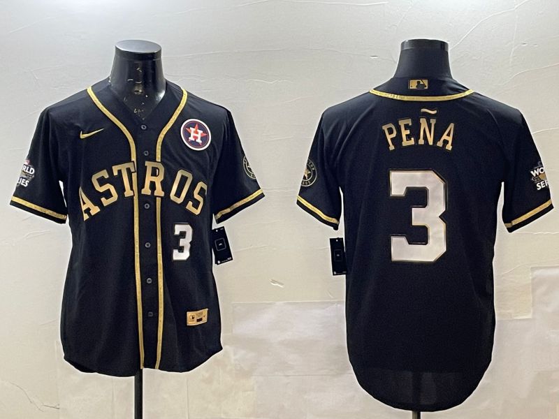 Men Houston Astros #3 Pena Black Gold Game 2025 Nike MLB Jersey style 4